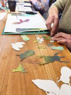 Foto van Kleurrijke collages van bloemen en insecten